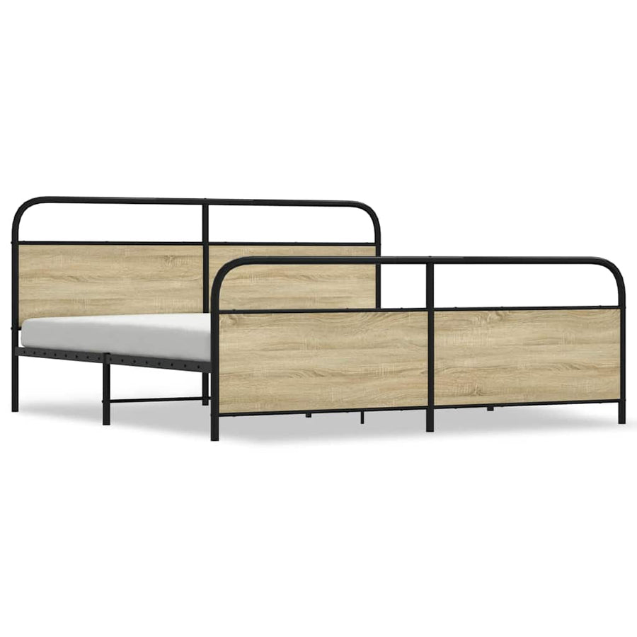 Bedframe zonder matras metaal sonoma eikenkleurig 183x213 cm