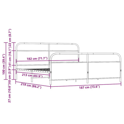 Bedframe zonder matras metaal sonoma eikenkleurig 183x213 cm