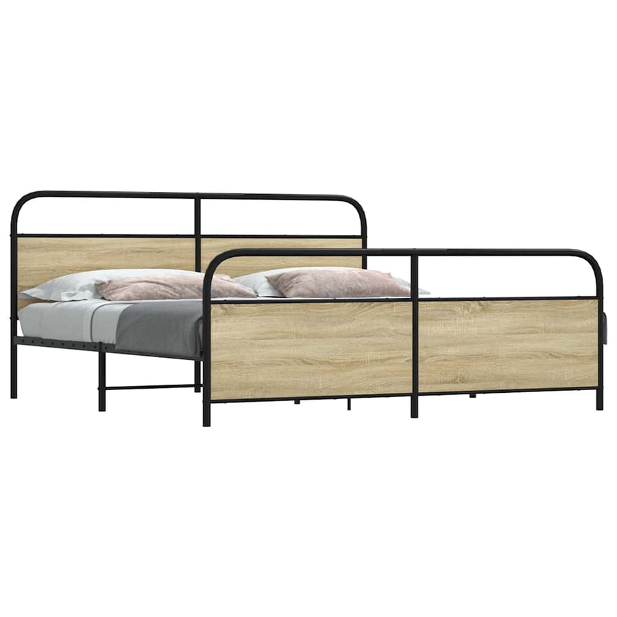 Bedframe zonder matras metaal sonoma eikenkleurig 183x213 cm