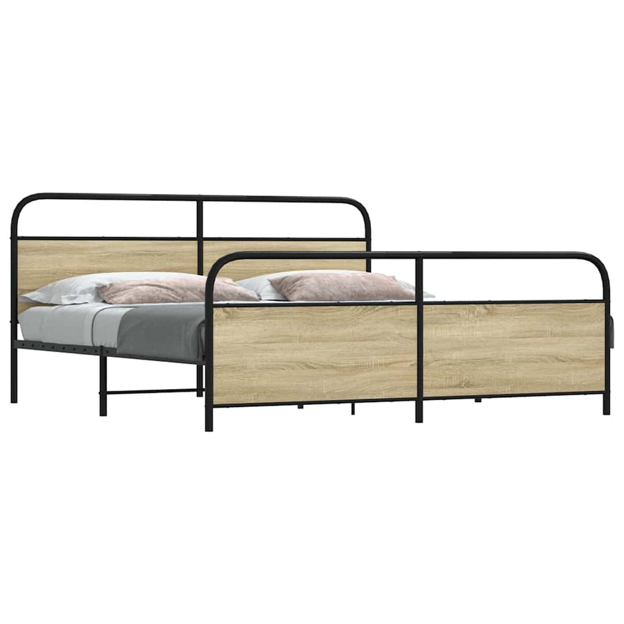 Bedframe zonder matras metaal sonoma eikenkleurig 193x203 cm