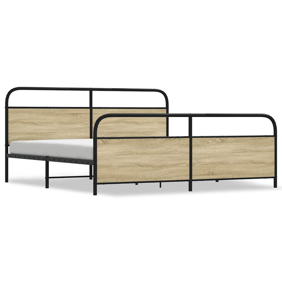 Bedframe zonder matras metaal sonoma eikenkleur 200x200 cm
