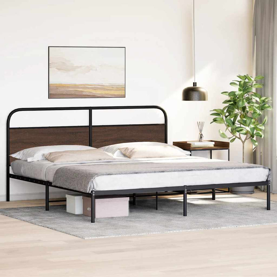 Bedframe zonder matras metaal bruin eikenkleur 180x200 cm