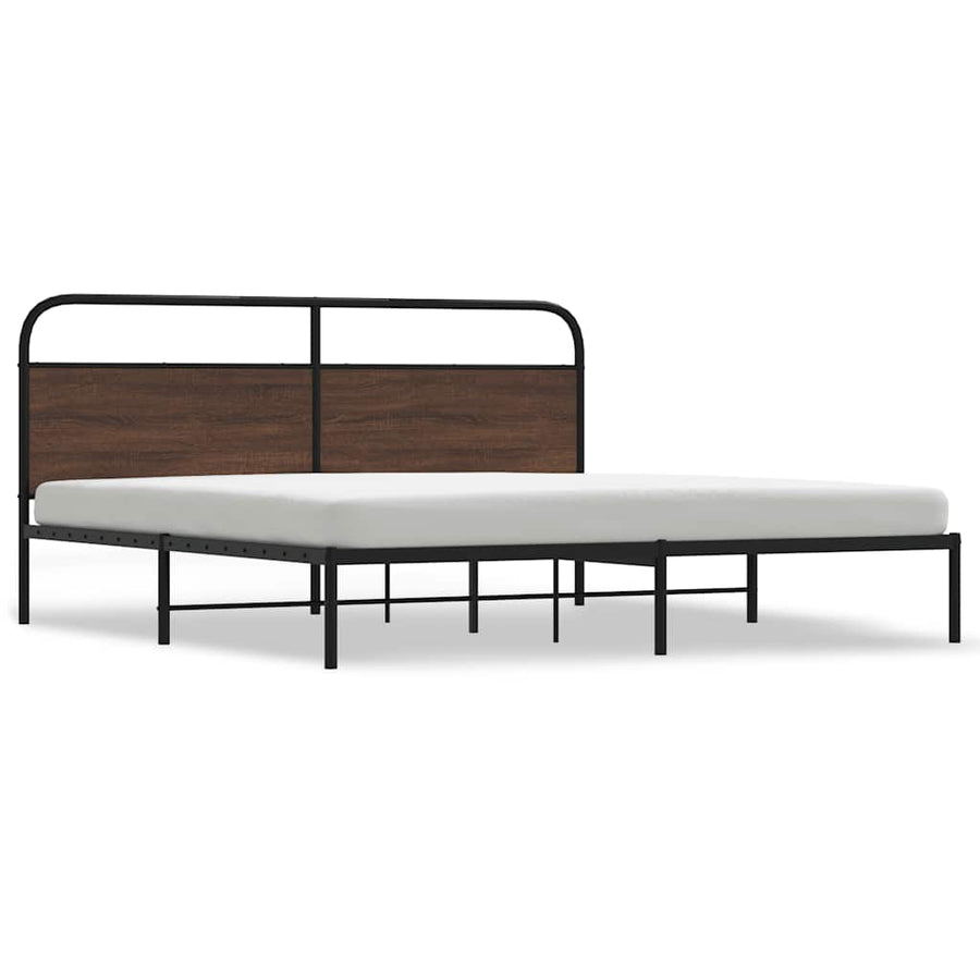 Bedframe zonder matras metaal bruin eikenkleurig 200x200 cm