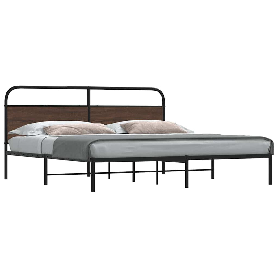 Bedframe zonder matras metaal bruin eikenkleurig 200x200 cm