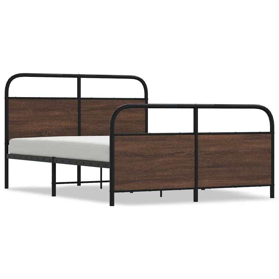 Bedframe zonder matras metaal bruin eikenkleurig 137x190 cm