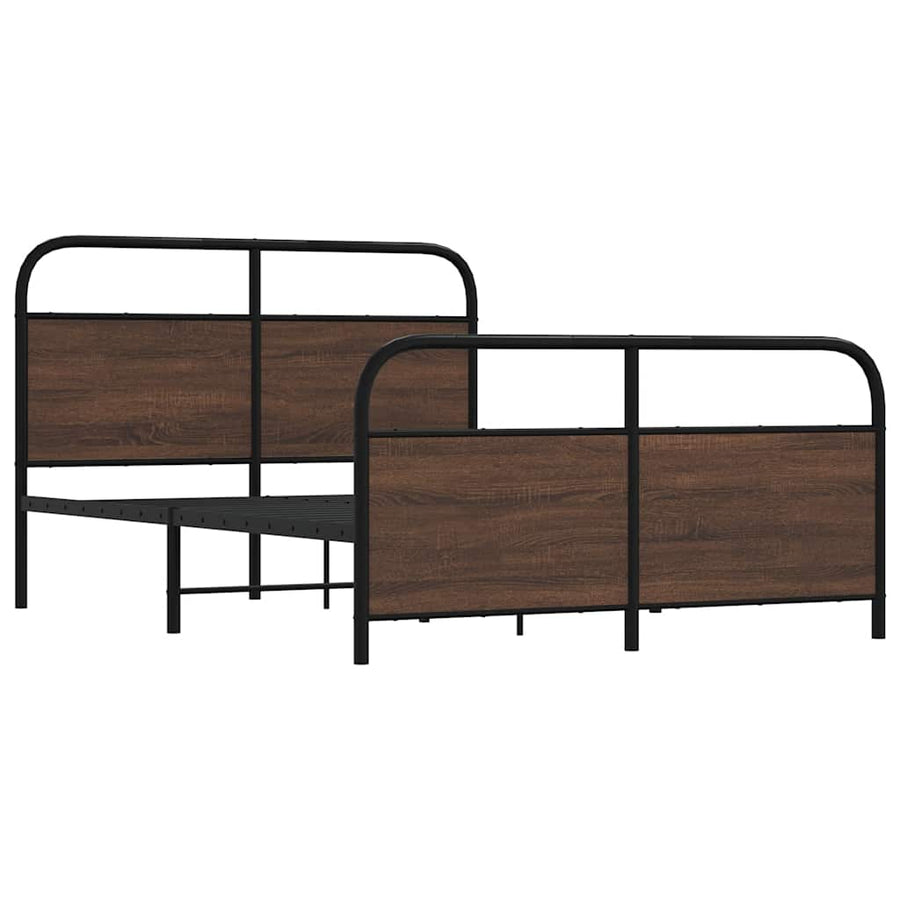 Bedframe zonder matras metaal bruin eikenkleurig 137x190 cm