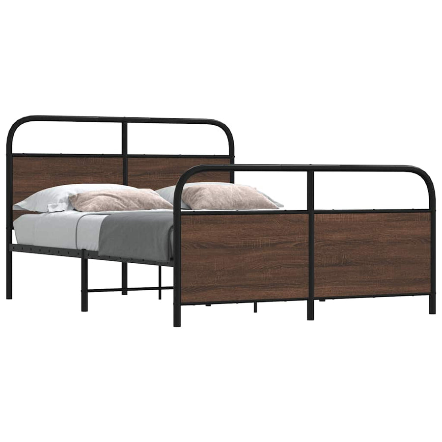 Bedframe zonder matras metaal bruin eikenkleurig 137x190 cm