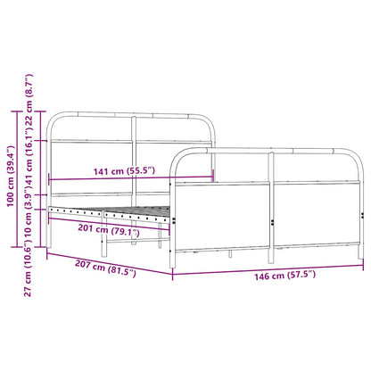 Bedframe zonder matras metaal bruin eikenkleurig 140x200 cm