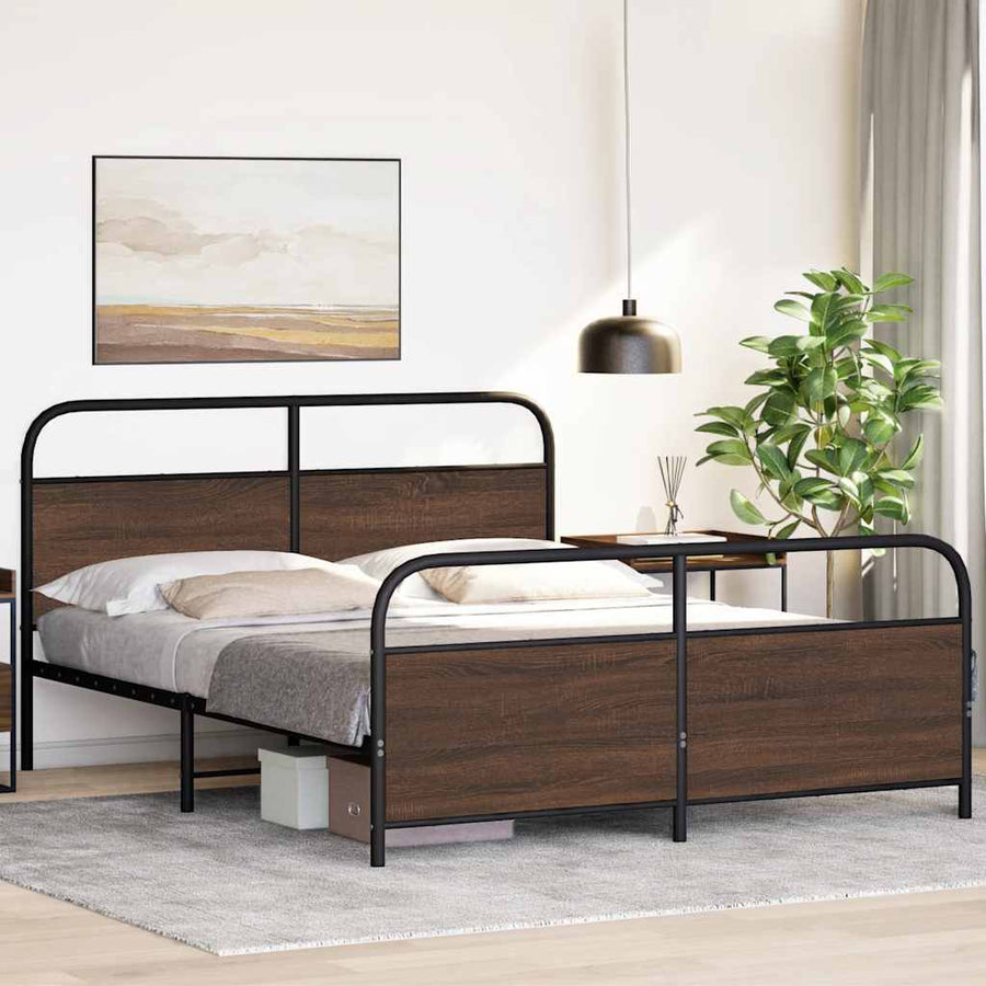 Bedframe zonder matras metaal bruin eikenkleurig 150x200 cm