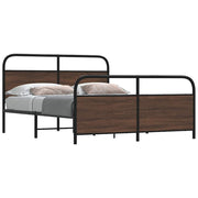 Bedframe 160x200 cm metaal bruin eiken