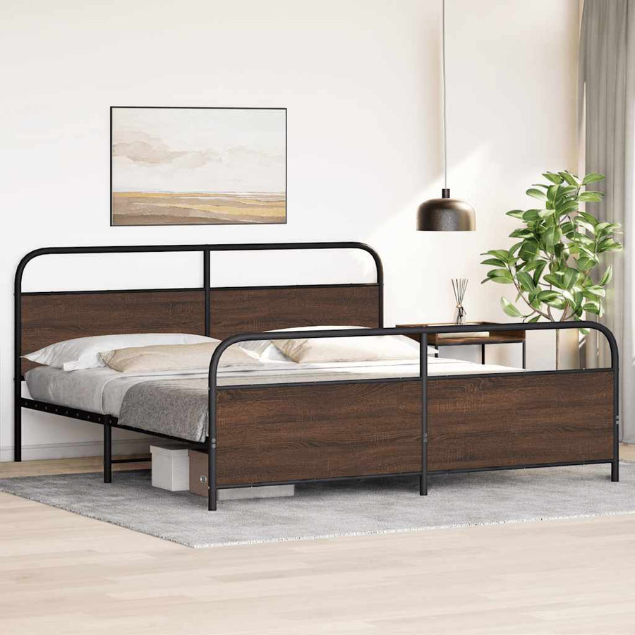 Bedframe zonder matras metaal bruin eikenkleur 180x200 cm