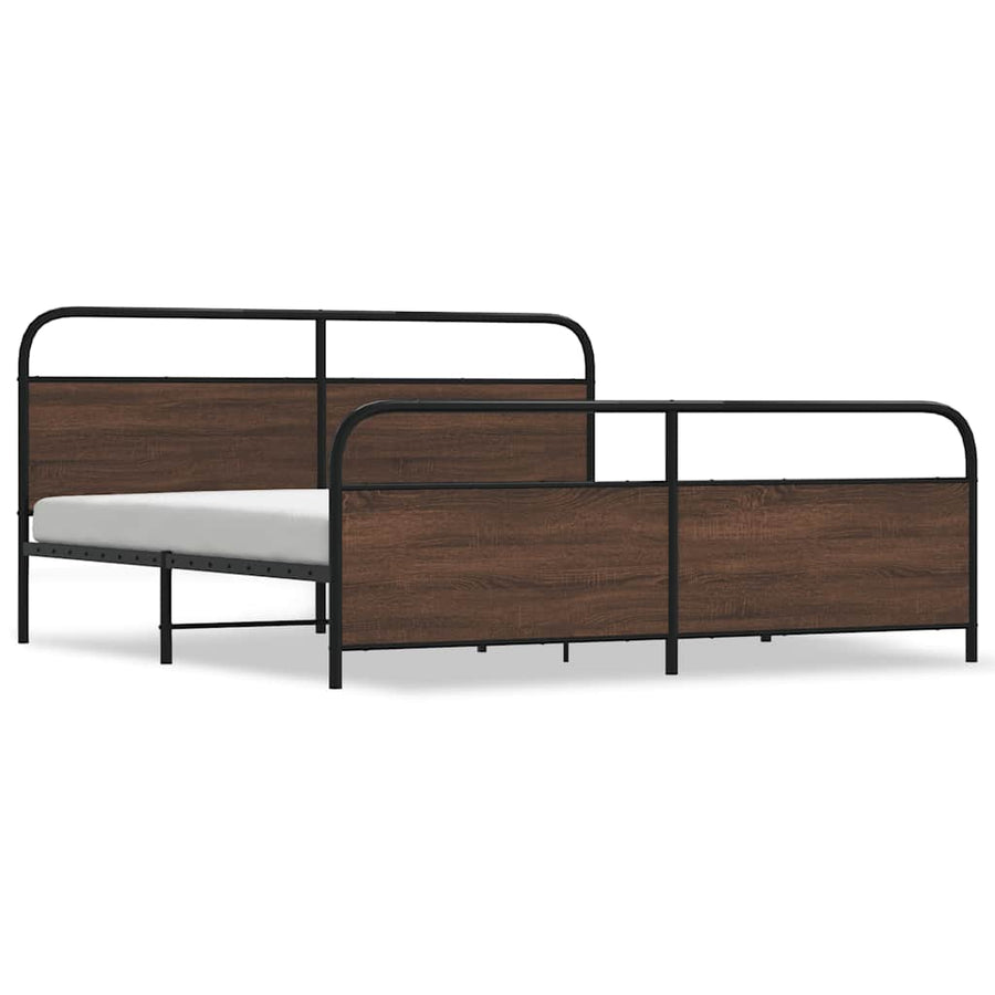 Bedframe zonder matras metaal bruin eikenkleur 183x213 cm