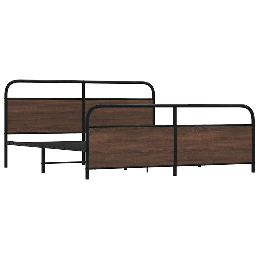 Bedframe zonder matras metaal bruin eikenkleur 183x213 cm