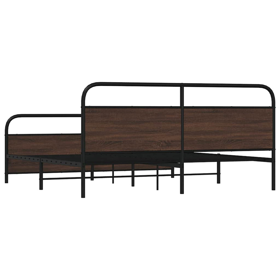 Bedframe zonder matras metaal bruin eikenkleur 183x213 cm