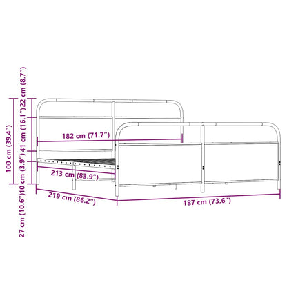 Bedframe zonder matras metaal bruin eikenkleur 183x213 cm