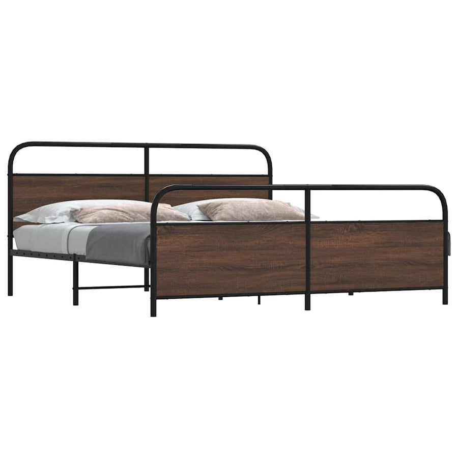 Bedframe zonder matras metaal bruin eikenkleur 183x213 cm