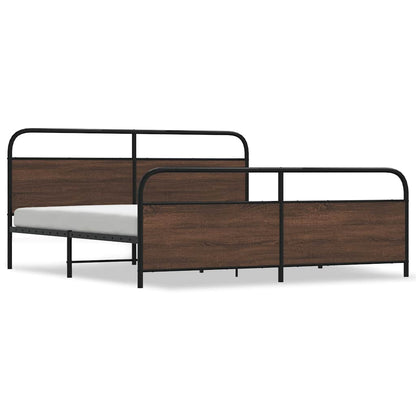 Bedframe zonder matras metaal bruin eikenkleur 193x203 cm