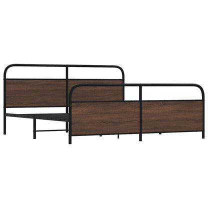 Bedframe zonder matras metaal bruin eikenkleur 193x203 cm