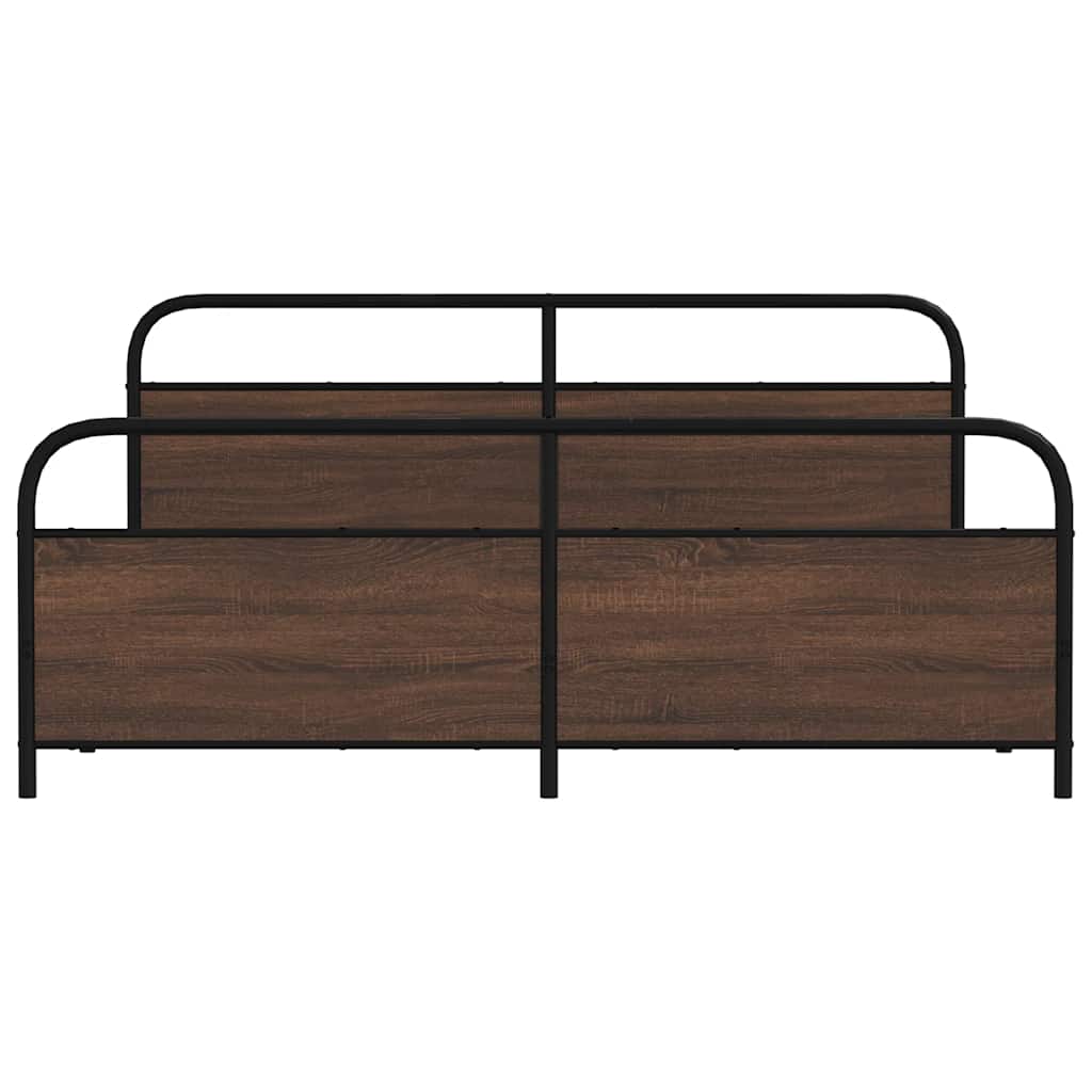 Bedframe zonder matras metaal bruin eikenkleur 193x203 cm