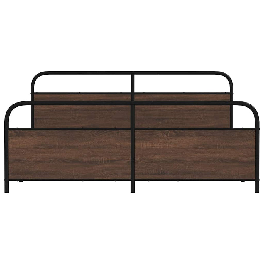 Bedframe zonder matras metaal bruin eikenkleur 193x203 cm