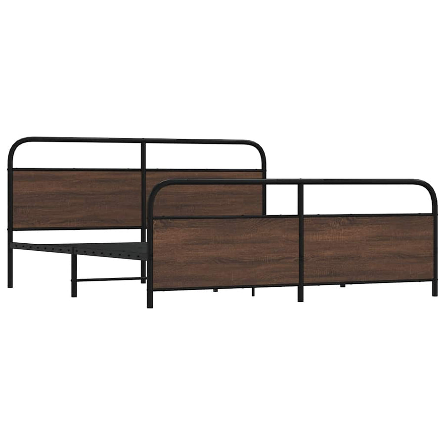 Bedframe zonder matras metaal bruin eikenkleurig 200x200 cm