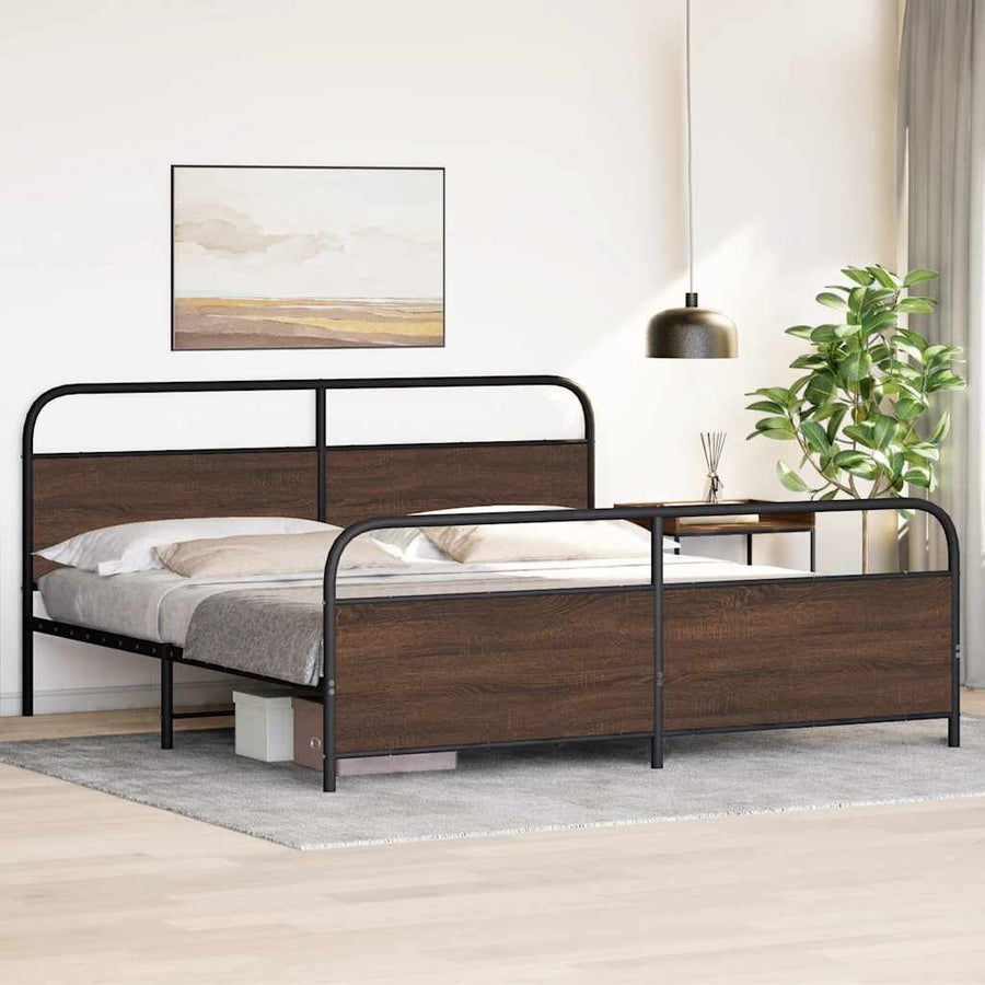 Bedframe zonder matras metaal bruin eikenkleurig 200x200 cm
