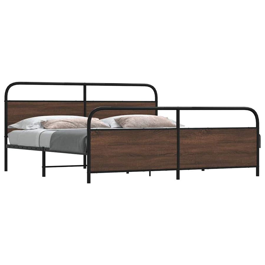 Bedframe zonder matras metaal bruin eikenkleurig 200x200 cm