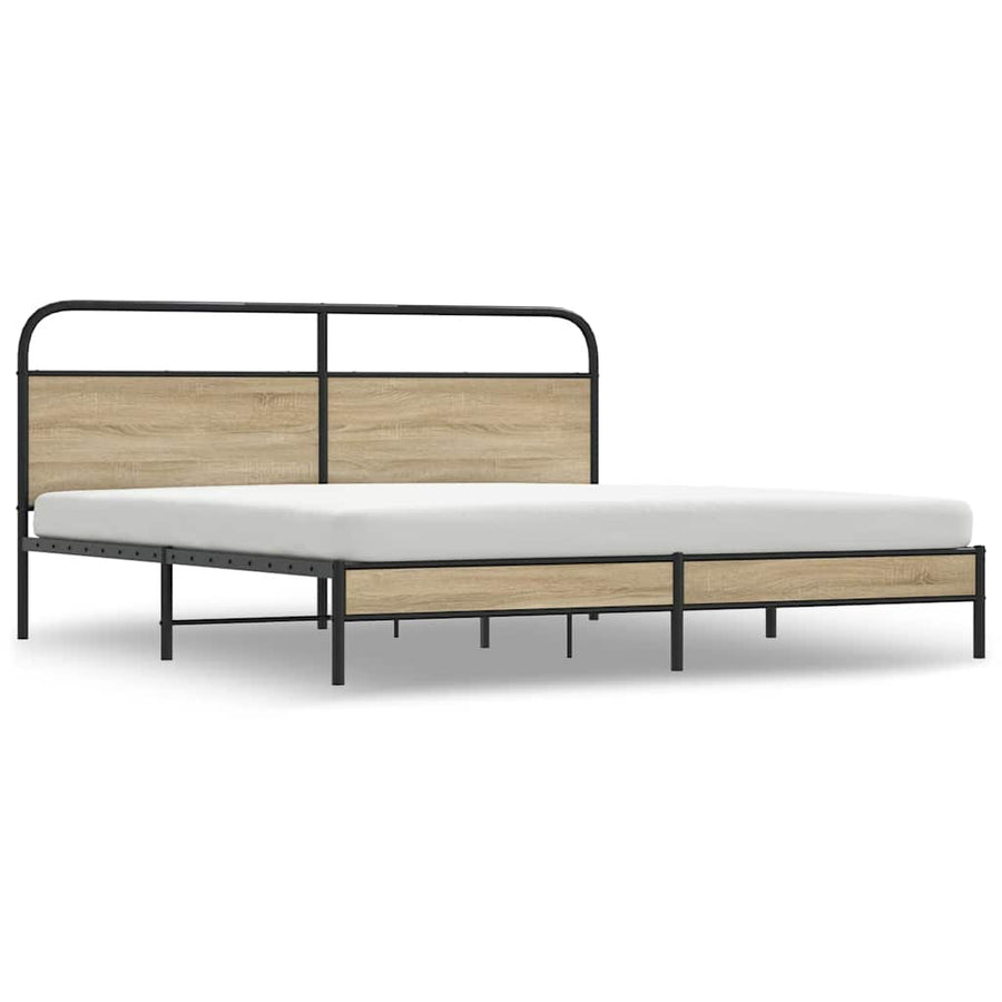 Bedframe zonder matras metaal gerookt eikenkleurig 180x200 cm