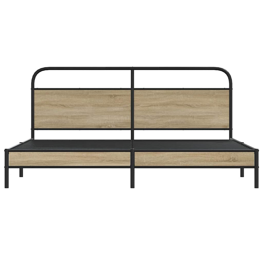 Bedframe zonder matras metaal gerookt eikenkleurig 180x200 cm