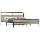 Bed frame without mattress, smoked oak-colored metal, 180x200 cm