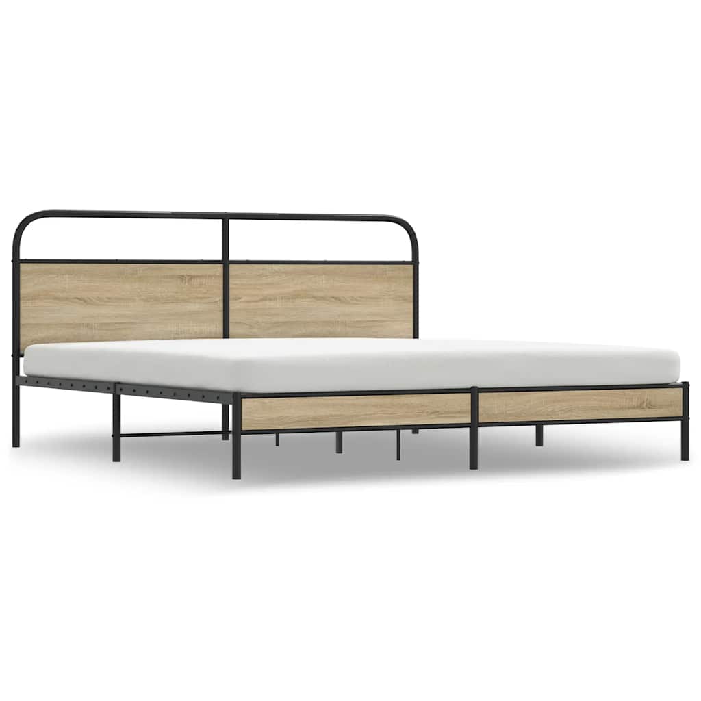 Bedframe zonder matras metaal gerookt eikenkleurig 183x213 cm
