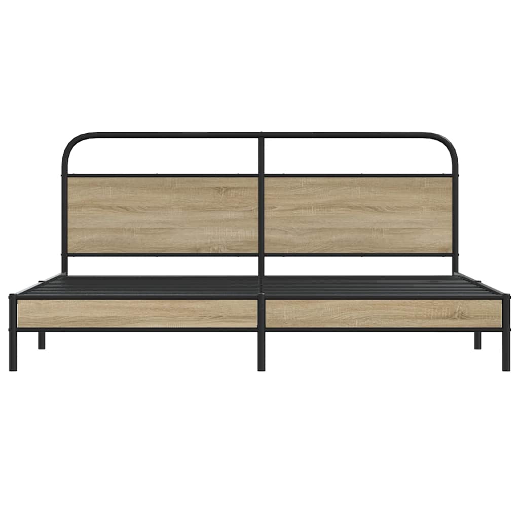 Bedframe zonder matras metaal gerookt eikenkleurig 183x213 cm