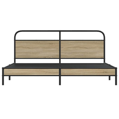 Bedframe zonder matras metaal gerookt eikenkleurig 183x213 cm