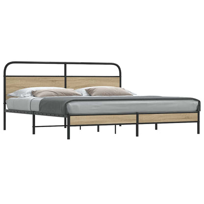 Bedframe zonder matras metaal gerookt eikenkleurig 183x213 cm