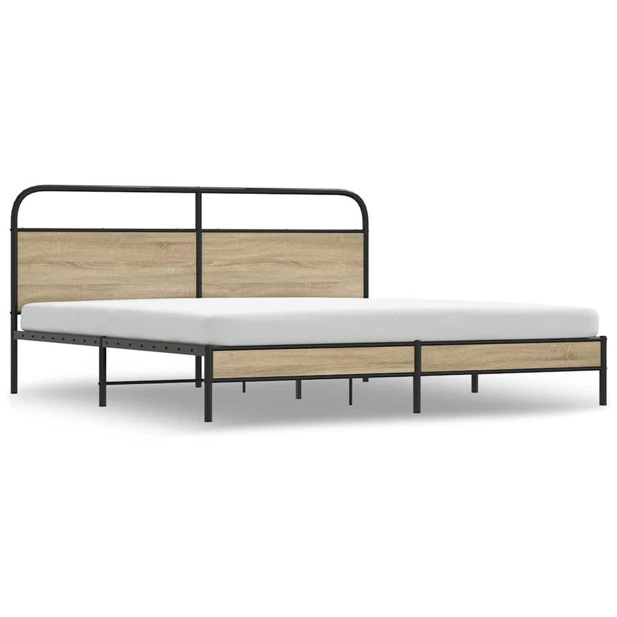 Bedframe zonder matras metaal gerookt eikenkleurig 200x200 cm
