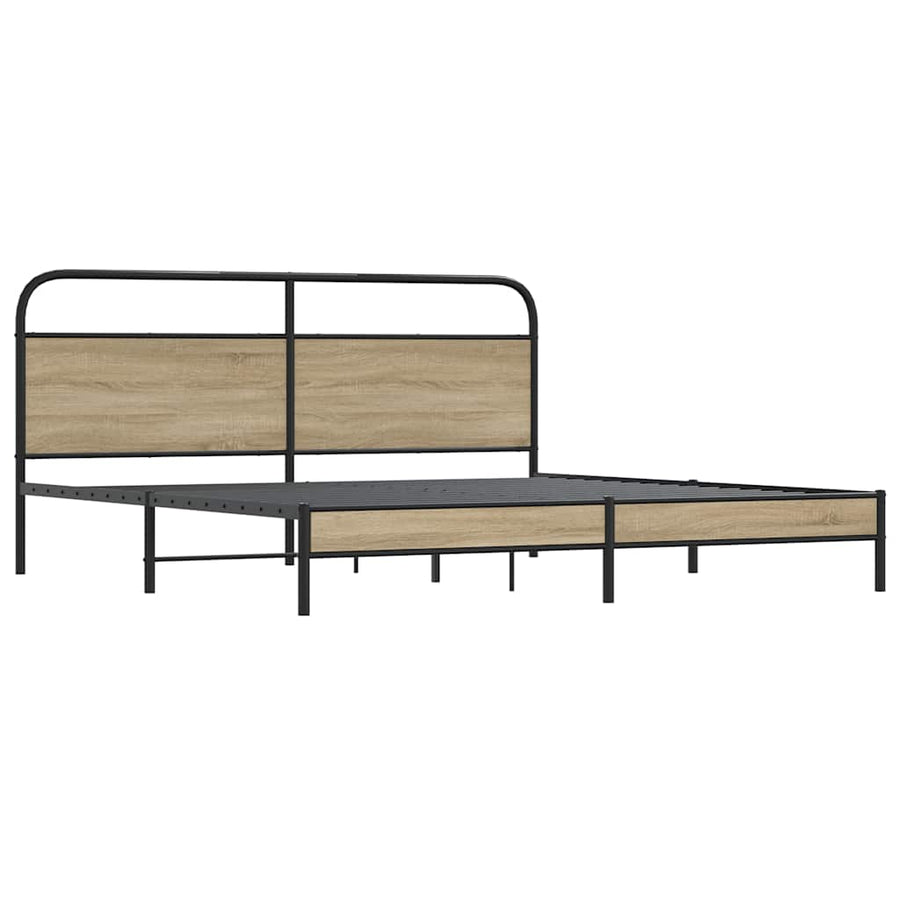 Bedframe zonder matras metaal gerookt eikenkleurig 200x200 cm