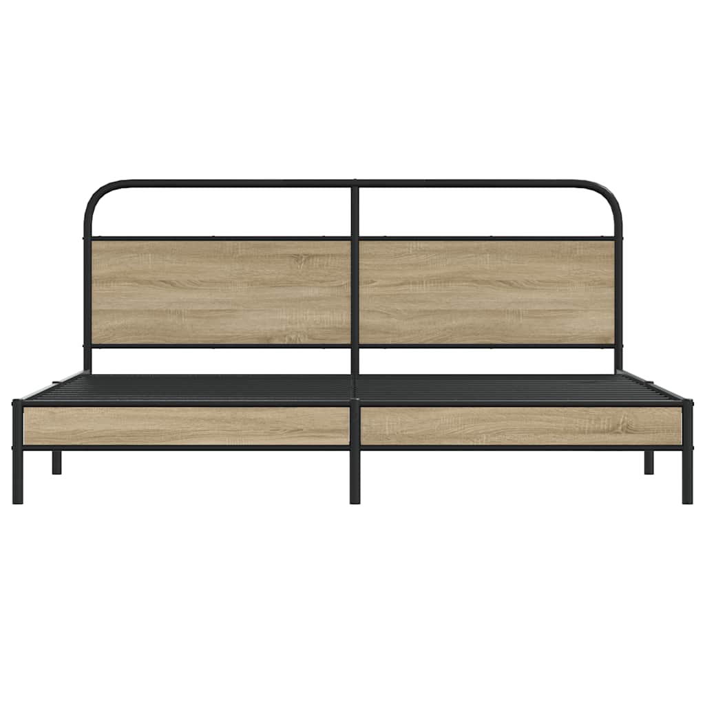 Bedframe zonder matras metaal gerookt eikenkleurig 200x200 cm