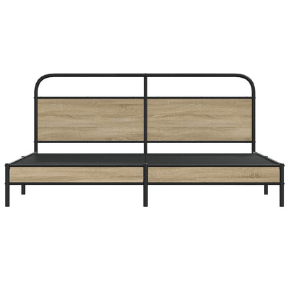 Bedframe zonder matras metaal gerookt eikenkleurig 200x200 cm
