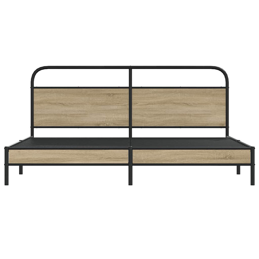 Bedframe zonder matras metaal gerookt eikenkleurig 200x200 cm