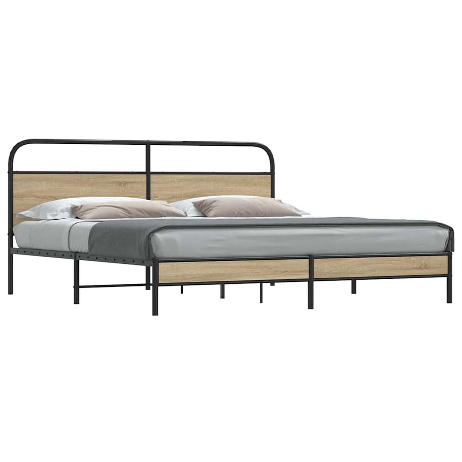 Bedframe zonder matras metaal gerookt eikenkleurig 200x200 cm