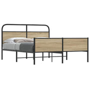 Bedframe 160x200 cm metaal gerookt eiken