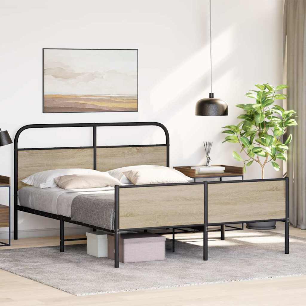 Bedframe zonder matras metaal gerookt eikenkleurig 180x200 cm