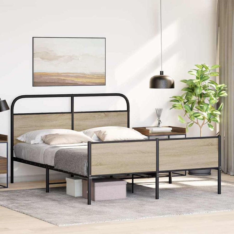 Bedframe zonder matras metaal gerookt eikenkleurig 180x200 cm