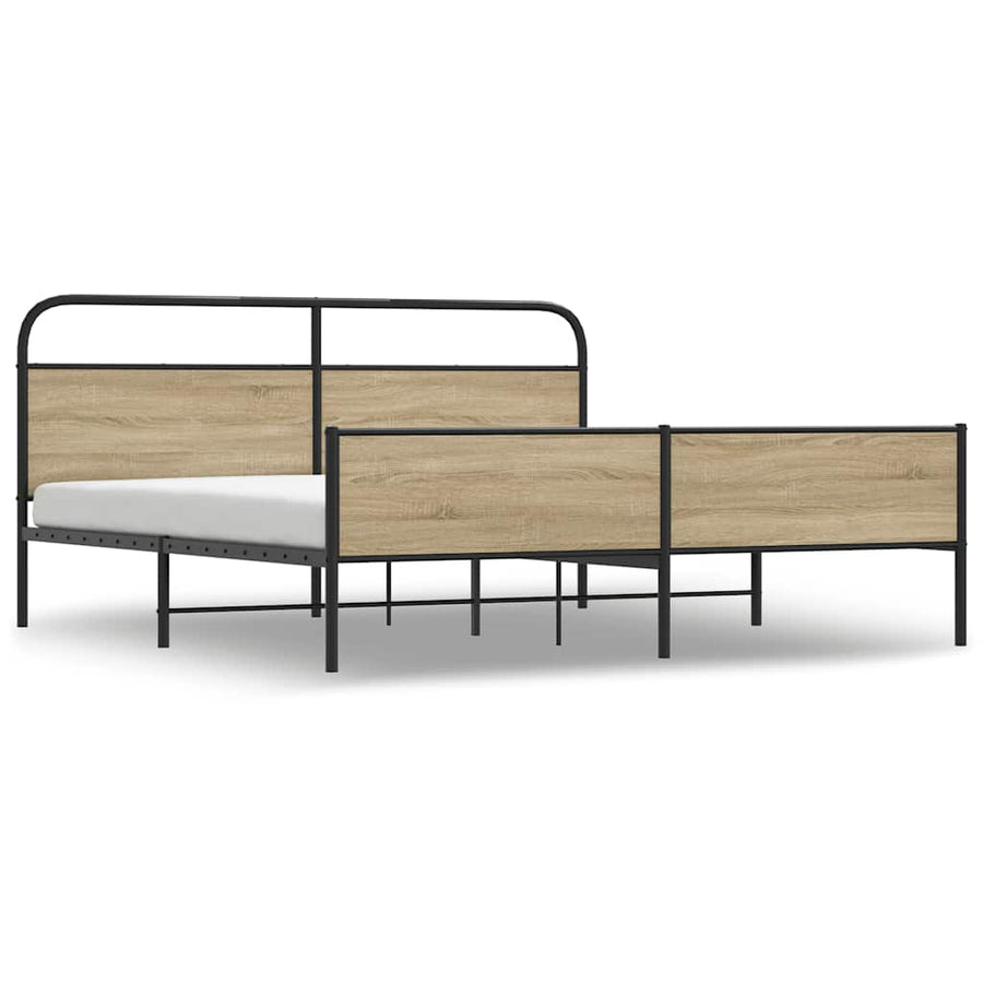 Bedframe zonder matras metaal gerookt eikenkleurig 193x203 cm