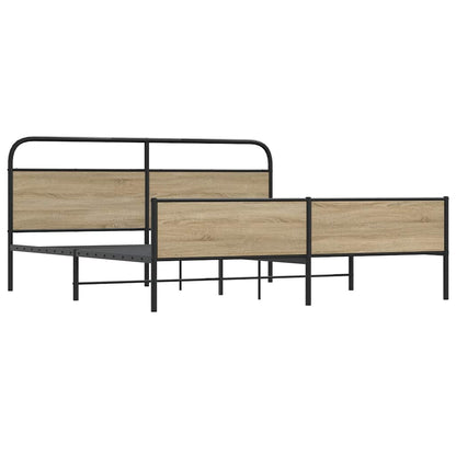 Bedframe zonder matras metaal gerookt eikenkleurig 193x203 cm