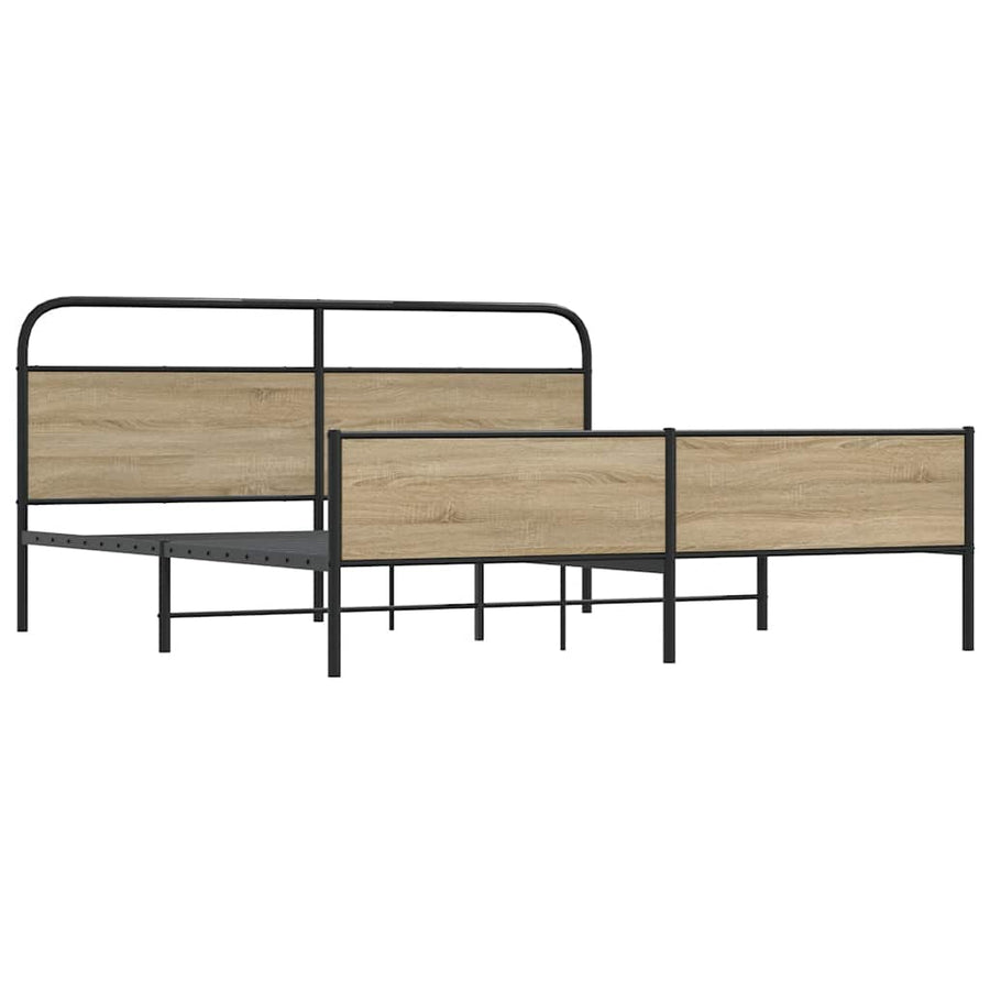 Bedframe zonder matras metaal gerookt eikenkleurig 193x203 cm