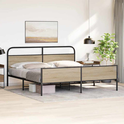 Bedframe zonder matras metaal gerookt eikenkleurig 193x203 cm
