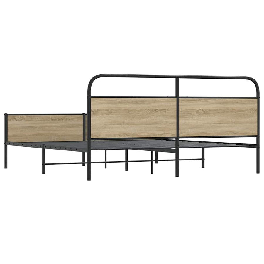 Bedframe zonder matras metaal gerookt eikenkleurig 193x203 cm