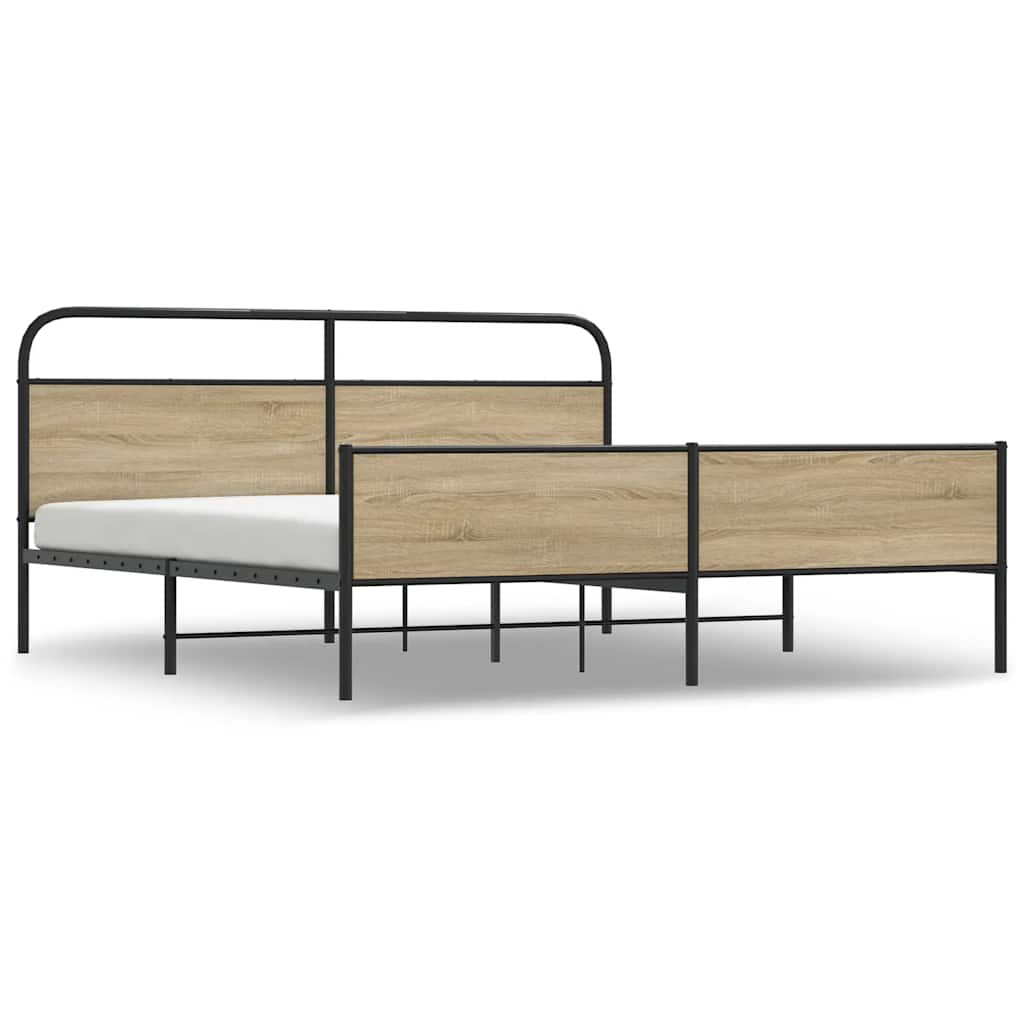 Bedframe zonder matras metaal gerookt eikenkleurig 200x200 cm