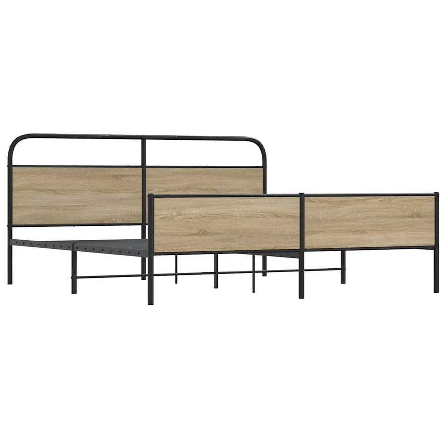 Bedframe zonder matras metaal gerookt eikenkleurig 200x200 cm